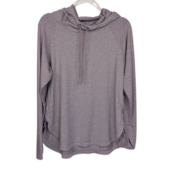 Athleta Large Top Uptown Hoodie Purple Lightweight Hooded Long Sleeve - Picture 1 of 8